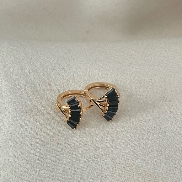 18k Gold Filled CZ Huggie Earrings - Picture 6 of 7